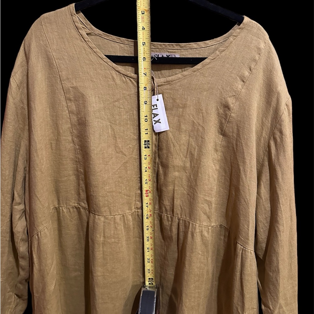 FLAX NWT Corozo Collection heavier weight Linen Mustard Colored Dress Size 1G - Picture 13 of 14